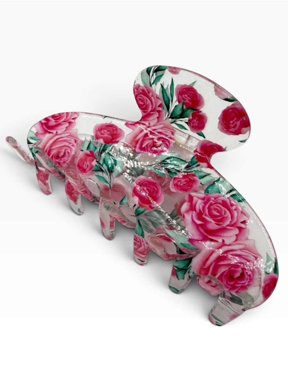Rose Print Acrylic Hair Clip New
